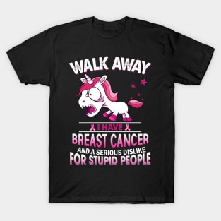 funny breast cancer grumpy unicorn warrior T-Shirt